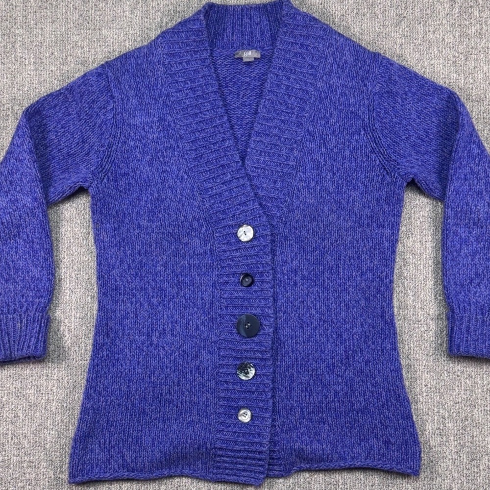 J.Jill Blue Chunky Knit Button Front Cardigan Sweater‎ Size S